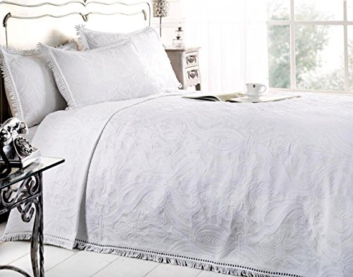 Dorchester Mafalda portugués Estilo Suave algodón Colcha,, 240 x 260 cm,, Blanco, Doublé