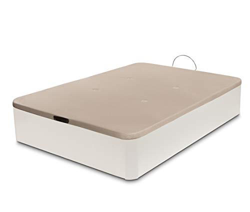 DORMIDAN - Pack de canapé abatible de Gran Capacidad + colchón viscoelástico + Almohada visco Copos de Regalo (135_x_190_cm, Blanco)