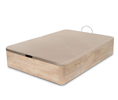 DORMIDAN - Pack de canapé abatible de Gran Capacidad + colchón viscoelástico + Almohada visco Copos de Regalo (135_x_190_cm, Roble)