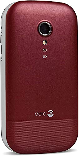 Doro 2400 Teléfono Móvil 2G con Tapa para Mayores con Teclas Grandes, Botón SOS y Base de Carga [Versión Española y Portuguesa] (Rojo)