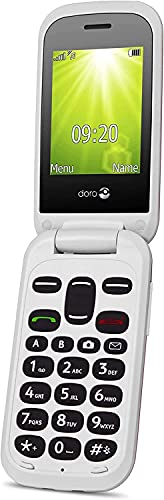 Doro 2400 Teléfono Móvil 2G con Tapa para Mayores con Teclas Grandes, Botón SOS y Base de Carga [Versión Española y Portuguesa] (Rojo)