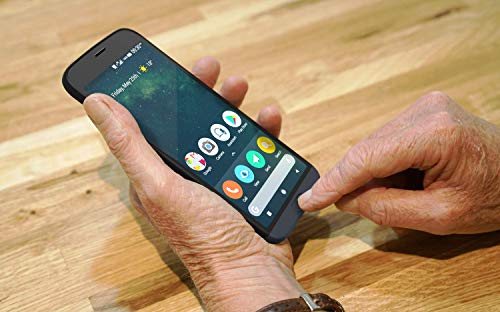 Doro 8050 Paquete: Smartphone 4G Ideal para Mayores con Display de 5.4", Cámara de 13 MP, Whatsapp y Botón de Asistencia con GPS + Base de Carga + Funda (Gris) [Versión Española y Portuguesa]