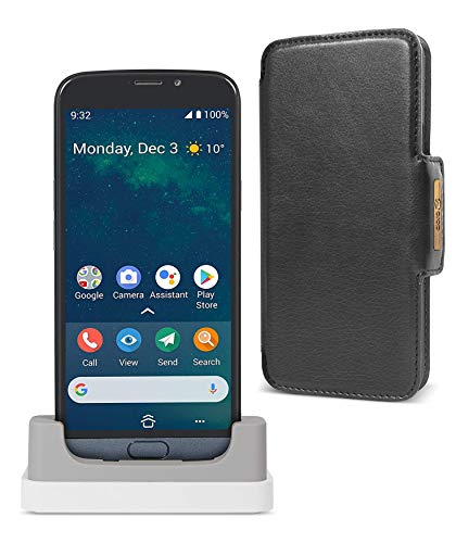 Doro 8050 Paquete: Smartphone 4G Ideal para Mayores con Display de 5.4", Cámara de 13 MP, Whatsapp y Botón de Asistencia con GPS + Base de Carga + Funda (Gris) [Versión Española y Portuguesa]