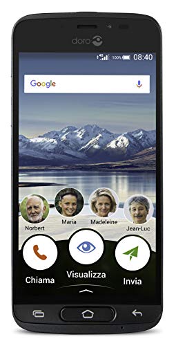 Doro Phone 8040 - Smartphone de 5" (MTK MT6738, Memoria 16 GB Ampliable hasta MicroSD de 32 GB, cámara de 8 MP, Android 7.1) Color Negro
