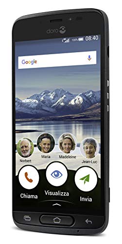 Doro Phone 8040 - Smartphone de 5" (MTK MT6738, Memoria 16 GB Ampliable hasta MicroSD de 32 GB, cámara de 8 MP, Android 7.1) Color Negro