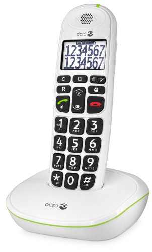 Doro PhoneEasy 110 Duo Teléfono Inalámbrico DECT para Personas Mayores con Teclas Grandes Parlantes, Función de Llamada Interna y Audio Amplificado [Versión Española y Portuguesa](X 2 / Blanco)
