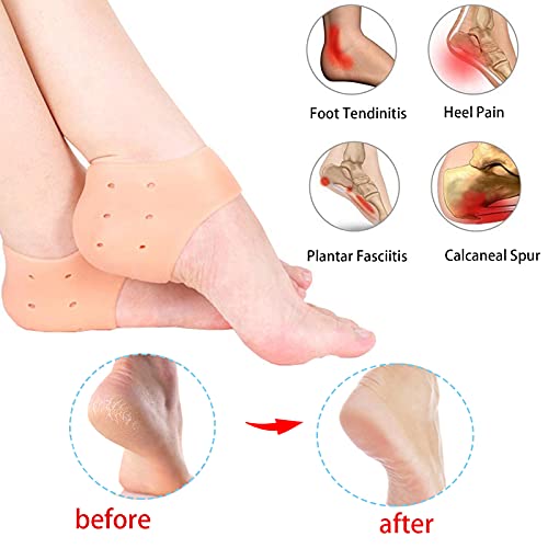 Dos Pares De Protectores De Silicona Para TalóN Trasero, Protectores De TalóN Transpirables, Taloneras Unisex Anti-Agrietamiento, Adecuado Para Fascitis Plantar Y Tendinitis De Aquiles (Cuatro Piezas)