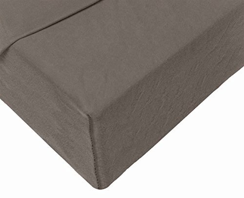 Double Jersey - Lujosa sábana bajera ajustable - 100% algodón más fino - Suave - No planchar - Gris pardo - Doble (137 x 190) - Bolsillo profundo para colchones de hasta 12.5 pulgadas/32 cm