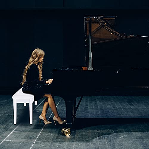 Doubleblack Banqueta para Piano Doble: Taburete Teclado Musical Banco Silla per Tocar Pianoforte con Almacenamiento Compartimento Musica Electrico Asiento Tocador Soporte Madera Sgabello Musico Blanca