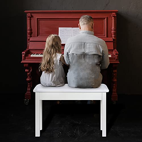 Doubleblack Banqueta para Piano Doble: Taburete Teclado Musical Banco Silla per Tocar Pianoforte con Almacenamiento Compartimento Musica Electrico Asiento Tocador Soporte Madera Sgabello Musico Blanca