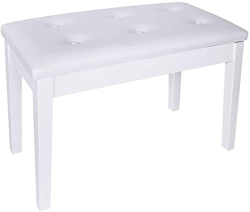 Doubleblack Banqueta para Piano Doble: Taburete Teclado Musical Banco Silla per Tocar Pianoforte con Almacenamiento Compartimento Musica Electrico Asiento Tocador Soporte Madera Sgabello Musico Blanca