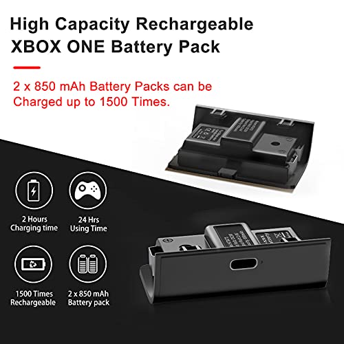 DOYO Soporte de vertical para Mando Xbox One es recargable, base de carga dual de alta velocidad Multifunción Puede Colocar Auriculares, Cargador con 2 Recargable Batería