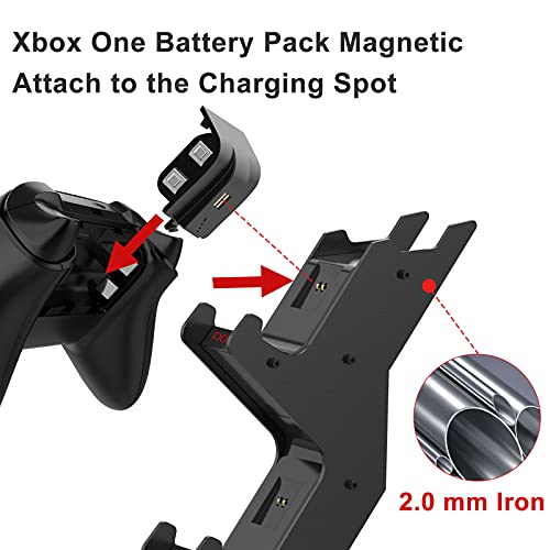DOYO Soporte de vertical para Mando Xbox One es recargable, base de carga dual de alta velocidad Multifunción Puede Colocar Auriculares, Cargador con 2 Recargable Batería