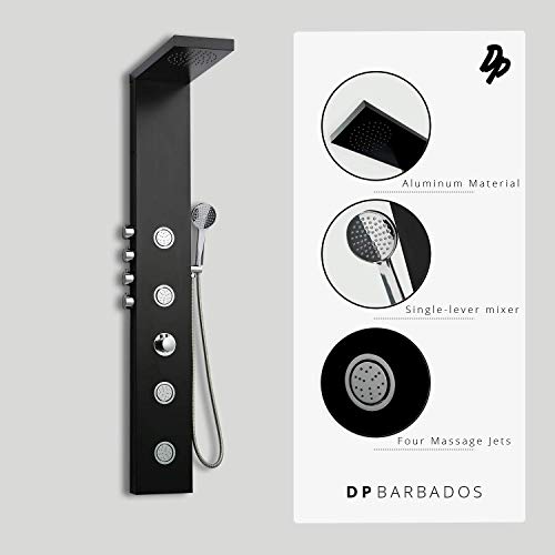 DP Grifería CH30026 Columna de Hidromasaje Termostática, Negro