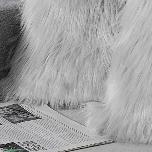 DQMEN 2Pcs Funda Cojines, Funda Almohada de Suave Piel sintética de Lana, Cojín Cubierta Tiro Funda de Almohada Sofá Decoración 45cm x 45cm (2Pcs Gris, 45 x 45cm)