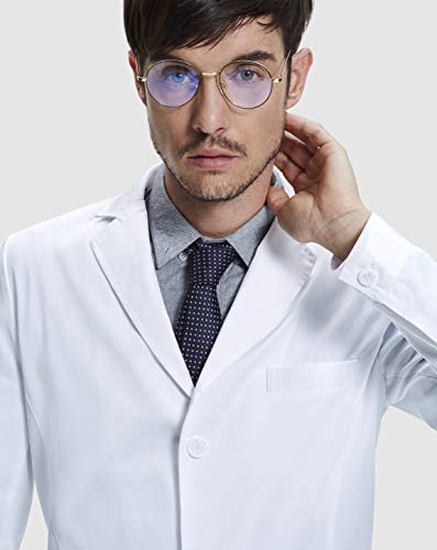 Dr. James Bata de Laboratorio Consulta para Hombre, Corte Entallado, Diversos Bolsillos (L)