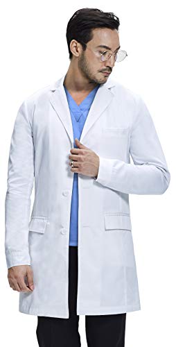 Dr. James Bata de Laboratorio Consulta para Hombre, Corte Entallado, Diversos Bolsillos (L)