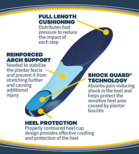 Dr. Scholl's 011017569671 Plantillas ortopédicas para alivio del dolor para fascitis plantar para hombres, 1 par, tamaño 8-13