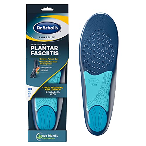 Dr. Scholl's 011017569671 Plantillas ortopédicas para alivio del dolor para fascitis plantar para hombres, 1 par, tamaño 8-13