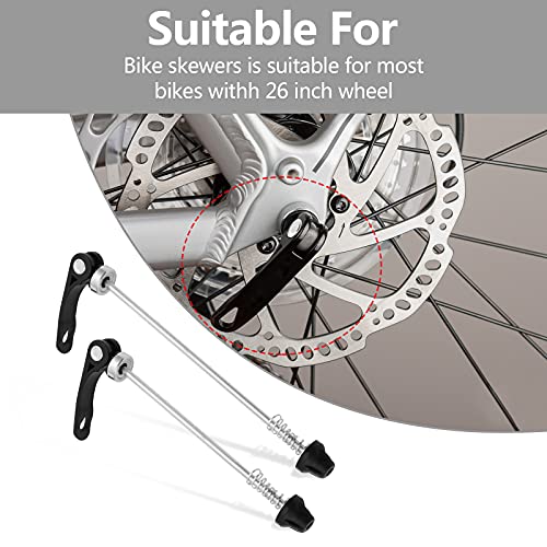 Dream High® 2 Piezas Bike Cierre rápido Individual para Rueda Bicicleta montaña (MTB) o Carretera, 145/185 mm, Eje de Palanca de Pernos Delantero y Trase (Negro)