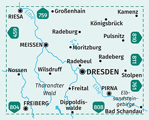 Dresden, Meißen, Tharandter Wald 1:50 000: 4in1 Wanderkarte 1:50 000 mit Aktiv Guide und Detailkarten inklusive Karte zur offline Verwendung in der KOMPASS-App. Fahrradfahren. Reiten.: 809