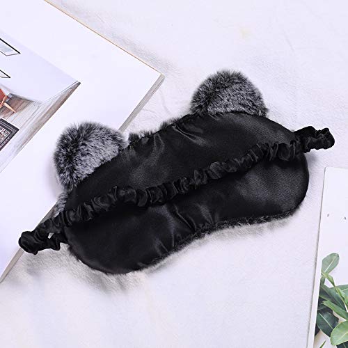 dressfan Animal Gatos Antifaz Máscara para Dormir Mujer Niñas Niños Felpa Seda,Algodón Relleno Suave Respirable Anti-luz Viaje Portátil Máscara para Los Ojos Viajar Siesta,Negros