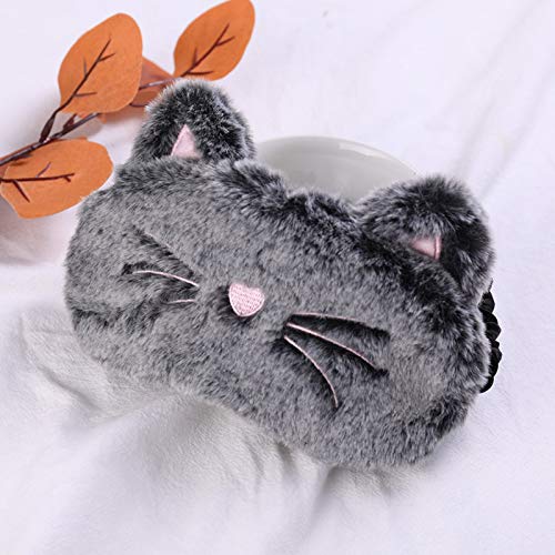 dressfan Animal Gatos Antifaz Máscara para Dormir Mujer Niñas Niños Felpa Seda,Algodón Relleno Suave Respirable Anti-luz Viaje Portátil Máscara para Los Ojos Viajar Siesta,Negros