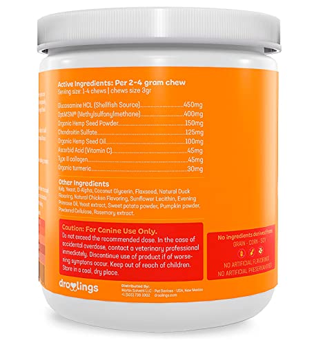 Droolings Condroprotector Perros y Antiinflamatorio, Vet suplemento o Vitaminas para Cadera y Articulaciones - 270gr