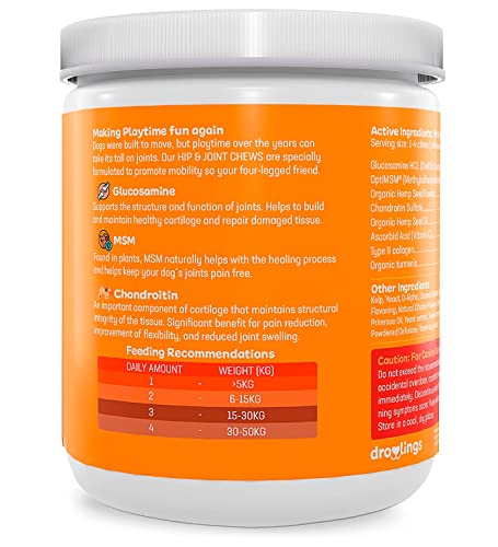 Droolings Condroprotector Perros y Antiinflamatorio, Vet suplemento o Vitaminas para Cadera y Articulaciones - 270gr