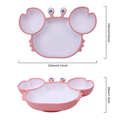 Dsaren Platos de Silicona para Bebe Ventosa Vajilla Platos Antideslizante con Cucharas para Lavavajillas Microondas Silla alta (Rosado)
