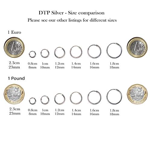 DTP Silver - Conjunto de 2 pares de Pendientes de Aro - Plata 925 - Espesor 2 mm, Diámetro 10 mm