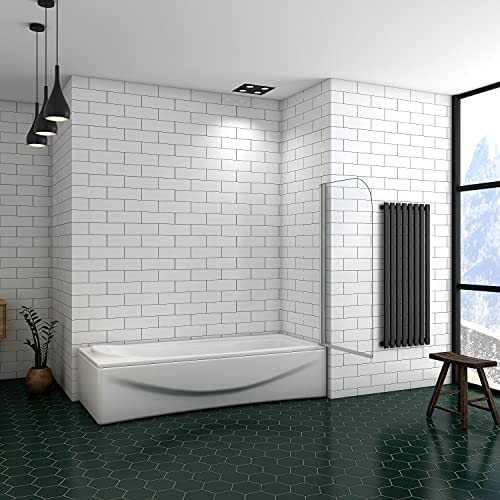 Ducha Casa 140x80cm Mampara de bañera abatible, Aluminio mate, Cristal 5mm templado