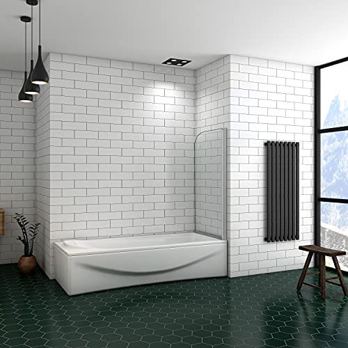 Ducha Casa 140x80cm Mampara de bañera abatible, Aluminio mate, Cristal 5mm templado