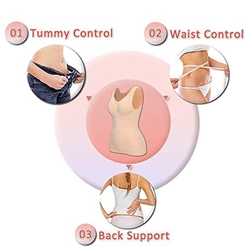 DUCOMISHAPER Camiseta sin Mangas de Ropa Interior para Mujer - Camisa Interior Adelgazante 3 en 1 Modelado Push Up - Fajas con Copas Extraíbles - Moldeadora Transpirable e Invisible (M, Nude)