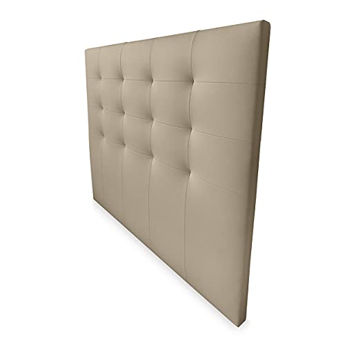 DUÉRMETE ONLINE 160 x 120 cm (Cama de 150) Cabecero París Acolchado | Tapizado en Polipiel de Alta Gama | Medidas, Madera, Beige