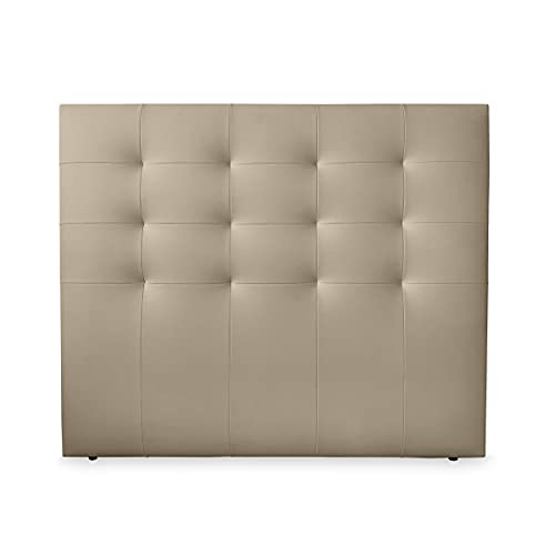 DUÉRMETE ONLINE 160 x 120 cm (Cama de 150) Cabecero París Acolchado | Tapizado en Polipiel de Alta Gama | Medidas, Madera, Beige