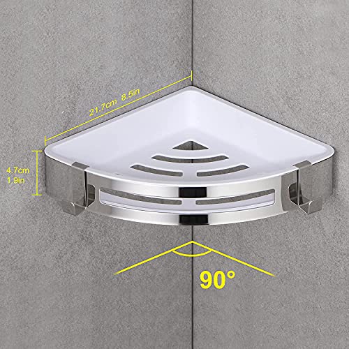 DUFU Estanteria Ducha de Esquina para Baño Sin Taladro Adhesivo No Daña Pared ​Estantería Ducha Baño SUS304 y ABS Inoxidable Organizador Estanteria de Baño Muebles Triángulo 2 Piezas Plata