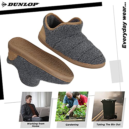 Dunlop Zapatillas Casa Hombre Altas, Pantuflas Hombre Forro Borreguito, Zapatillas Hombre Bota Con Suela Antideslizante, Regalos Para Hombres Adolescentes (Gris, 44 EU, numeric_44)