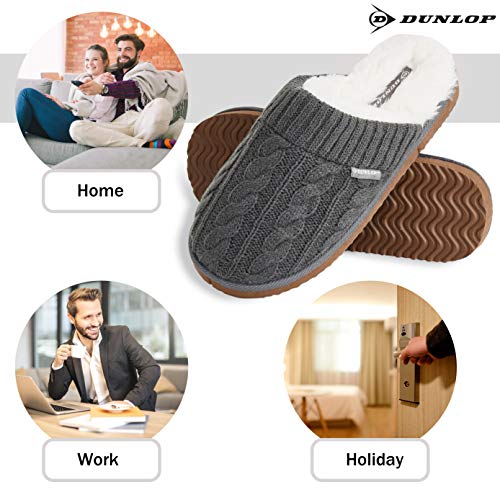 Dunlop Zapatillas Casa Hombre, Pantuflas Hombre De Forro Polar Suave, Zapatillas Hombre Con Suela Antideslizante Interior Exterior (44 EU, Gris Oscuro, numeric_44)