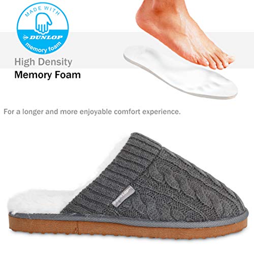 Dunlop Zapatillas Casa Hombre, Pantuflas Hombre De Forro Polar Suave, Zapatillas Hombre Con Suela Antideslizante Interior Exterior (44 EU, Gris Oscuro, numeric_44)