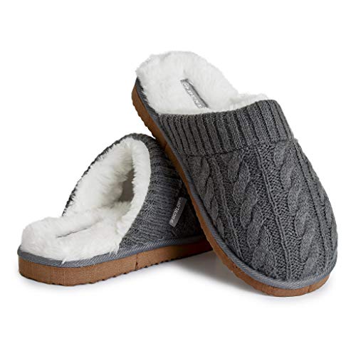 Dunlop Zapatillas Casa Hombre, Pantuflas Hombre De Forro Polar Suave, Zapatillas Hombre Con Suela Antideslizante Interior Exterior (44 EU, Gris Oscuro, numeric_44)
