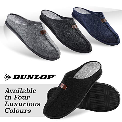 Dunlop Zapatillas Casa Hombre, Zapatillas Hombre Forro de Felpa, Pantuflas Hombre Suela Antideslizante, Regalos para Hombre y Adolescentes Talla 41-46 (43, Negro, Numeric_43)