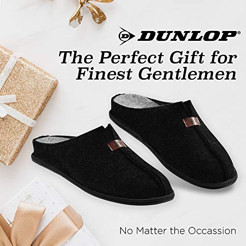 Dunlop Zapatillas Casa Hombre, Zapatillas Hombre Forro de Felpa, Pantuflas Hombre Suela Antideslizante, Regalos para Hombre y Adolescentes Talla 41-46 (43, Negro, Numeric_43)