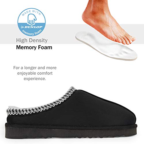 Dunlop Zapatillas Casa Hombre, Zapatillas Hombre Interior Forro Polar, Pantuflas Hombre Suela Antideslizante, Regalos Originales para Hombre y Adolescentes (44, Negro, Numeric_44)
