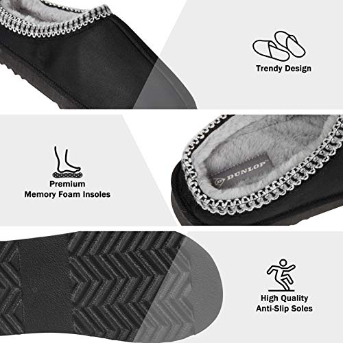 Dunlop Zapatillas Casa Hombre, Zapatillas Hombre Interior Forro Polar, Pantuflas Hombre Suela Antideslizante, Regalos Originales para Hombre y Adolescentes (44, Negro, Numeric_44)