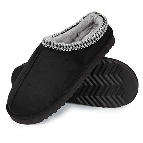 Dunlop Zapatillas Casa Hombre, Zapatillas Hombre Interior Forro Polar, Pantuflas Hombre Suela Antideslizante, Regalos Originales para Hombre y Adolescentes (44, Negro, Numeric_44)