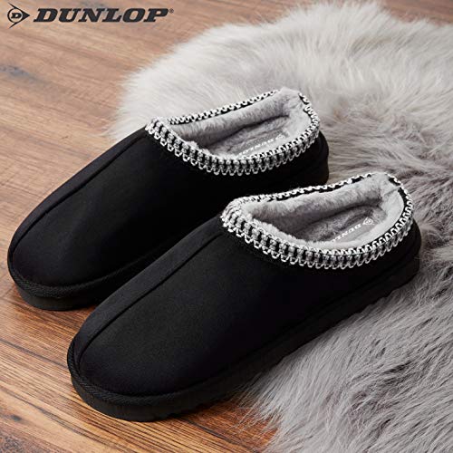 Dunlop Zapatillas Casa Hombre, Zapatillas Hombre Interior Forro Polar, Pantuflas Hombre Suela Antideslizante, Regalos Originales para Hombre y Adolescentes (44, Negro, Numeric_44)