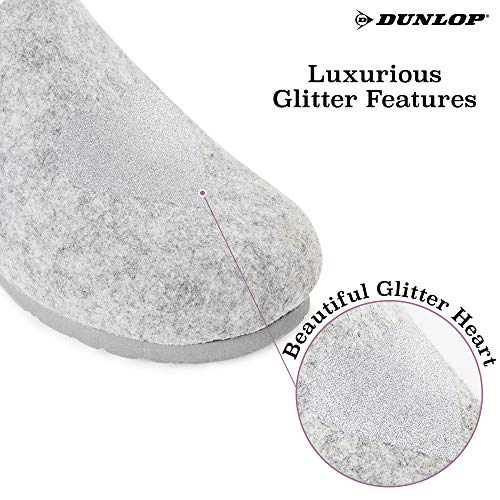 Dunlop Zapatillas Casa Mujer, Pantuflas Mujer, Zapatillas Mujer con Suela Antideslizante, Regalos Para Mujer y Chica Adolescente Talla 37-41 (38 EU, Corazón Gris, numeric_38)