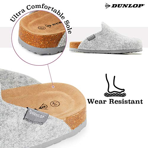Dunlop Zapatillas Casa Mujer, Pantuflas Mujer, Zapatillas Mujer con Suela Antideslizante, Regalos Para Mujer y Chica Adolescente Talla 37-41 (38 EU, Corazón Gris, numeric_38)