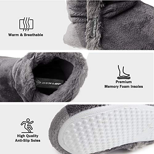 Dunlop Zapatillas De Estar En Casa Altas para Mujer, Botas Pantuflas Cerradas Invierno, Interior Suave Peluche con Suela de Goma Antideslizante, Mujer (38 EU, Gris Oscuro)